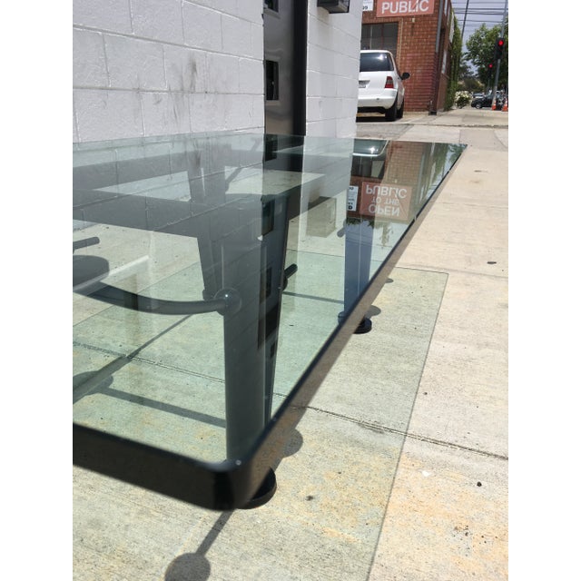 Sculptural Postmodern Memphis-Style Coffee Table With Matte Black Steel Base & Glass Top - Pacific Design Center Provenance For Sale In Los Angeles - Image 6 of 11