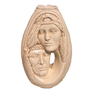 Hand Sculpted Ceramic/Earthenwareq Native American Decorative Vase For Sale