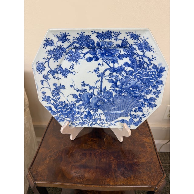 Ceramic Antique 19th Century Blue and White Imari Platter For Sale - Image 7 of 8