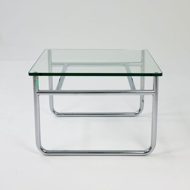 Mid-Century Bauhaus Coffee Table Chrome and Glass, France, 1980s For Sale - Image 5 of 11