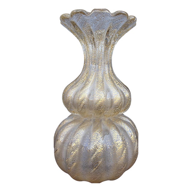 Barovier Vase in Murano Glass with Gold Dust, 1960 For Sale