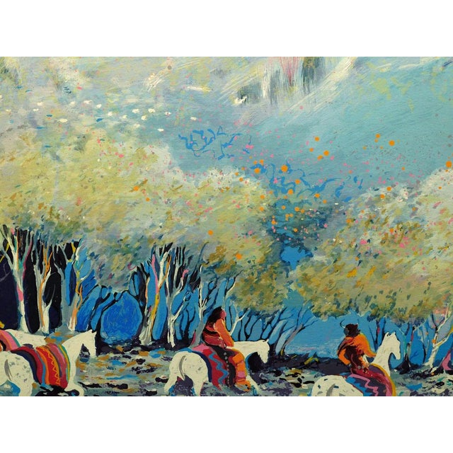 1980s Earl Biss "Rainbow Warriors Wondering Through the Autumn" Unframed For Sale - Image 5 of 8