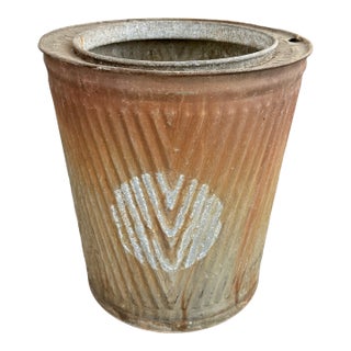 Early 20th Century Rustic Industrial Non-Splash Oxidized Metal Bin For Sale