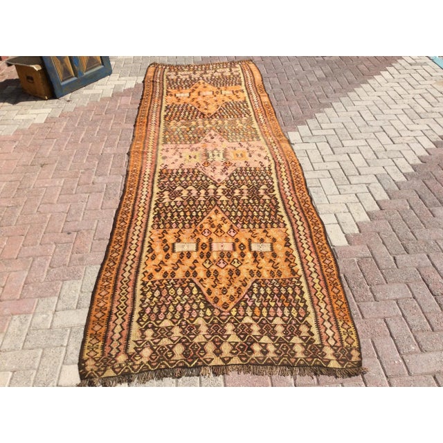 Authentic Rustic Handmade Kilim Runner - 50" X 133" For Sale - Image 13 of 13