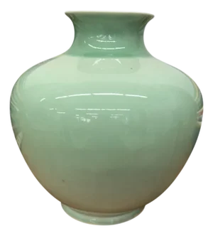 Round Light Mint Green Ceramic Vase