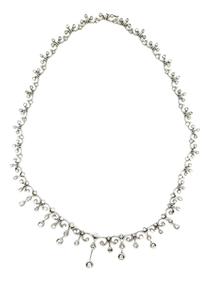 Antique-Style Diamond 18k White Gold Filigree Necklace