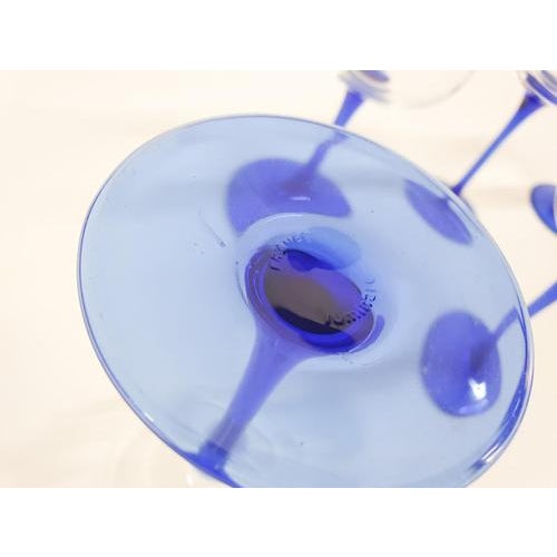 1950s Vintage Blue Wine Glasses attributed to Luminarc, France, 1960s, Set of 5 For Sale - Image 5 of 6