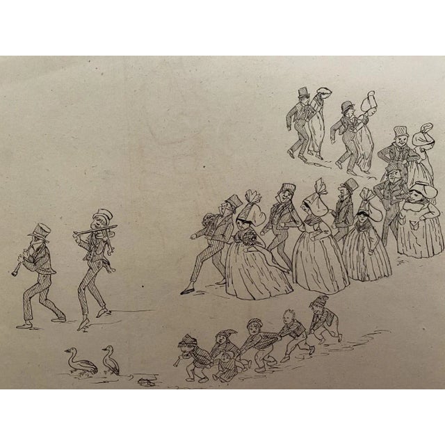 Marriage'' is an original China Ink drawing on brown-colorated paper by Leon Petit (1885-1965). In excellent condition: As...