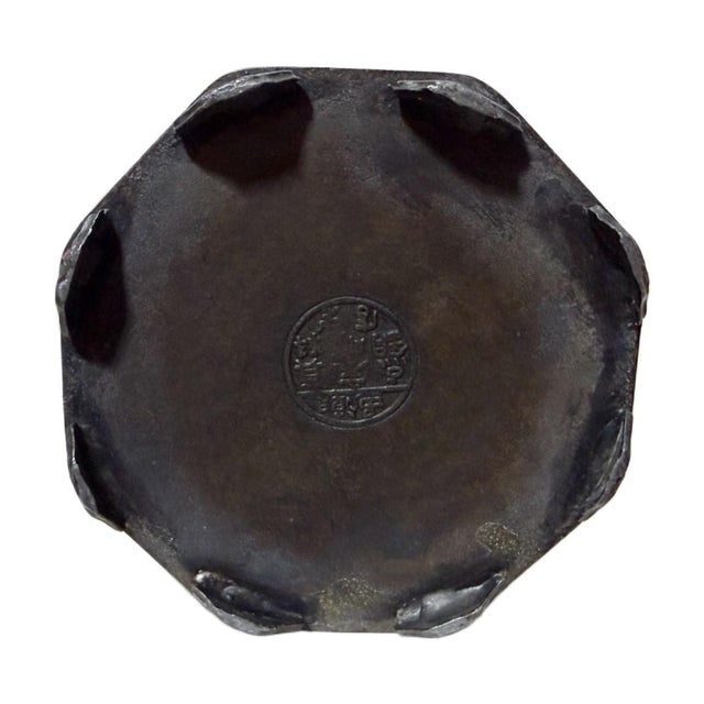 Late 19th Century Chinese Shantou Pewter Octagonal Tea Caddy With Reverse Painted Glass Panels For Sale - Image 9 of 10