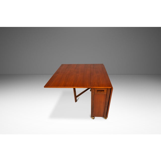 Restored Mid-Century Modern Space Saver Minimalist Hide Away Dropleaf Table W/ 4 Hidden Folding Chairs, Romania, C. 1960's For Sale - Image 4 of 18