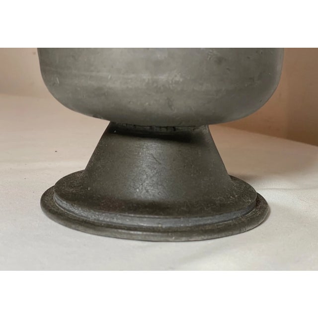 English Rare Antique 18th Century 1700s Handmade English Pewter Footed Vase Chalice For Sale - Image 3 of 9