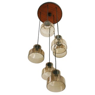 Danish Six Lamp Pendant For Sale