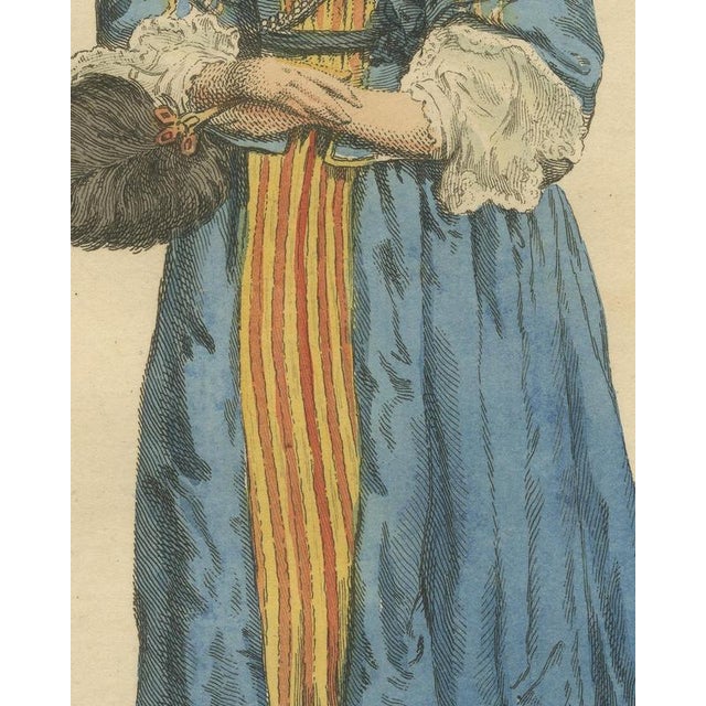 18th Century Jefferys, English Lady of Quality in 1640 with Feather Fan, 1757, Engraving For Sale - Image 5 of 9