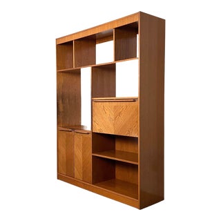 1960s Scandinavian Oak Mid-Century Modern Room Divider Bookcase For Sale