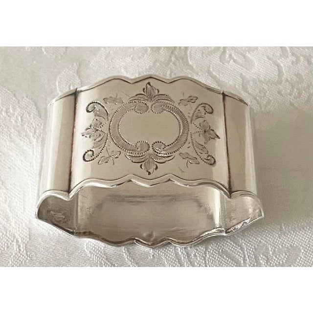 Platinum Mid 20th Century Ostfriesen Silver Plate Scalloped Ornate Napkin Ring Mint Condition For Sale - Image 8 of 11