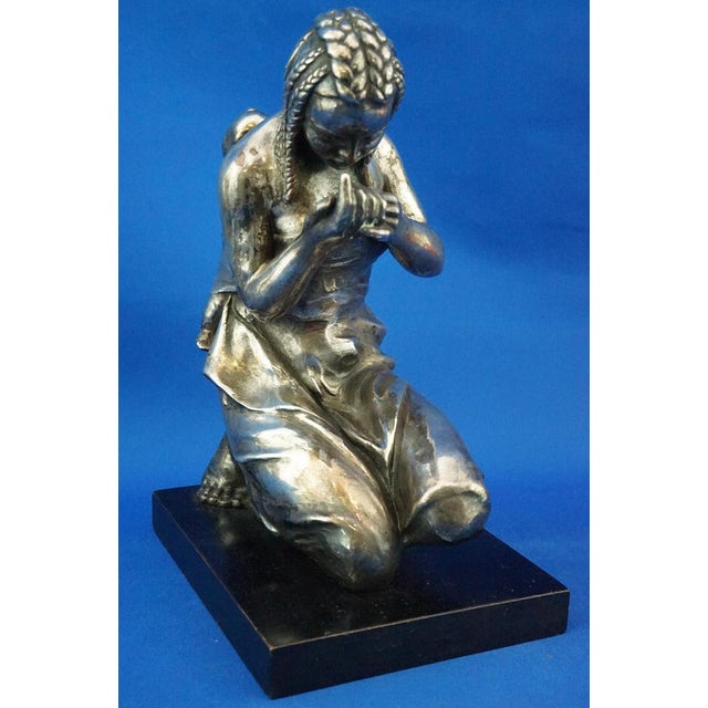 Enrico Bartoli, Sculpture of Maternity, 1800s, Ceramic Finished in Silver For Sale - Image 10 of 18