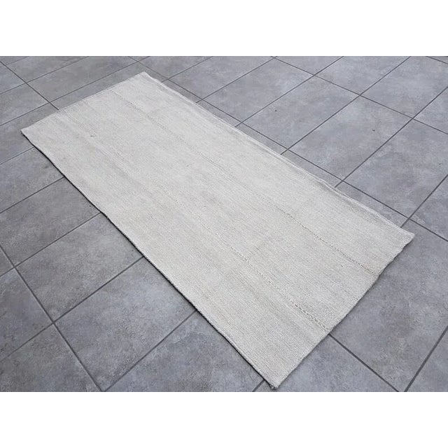 1960s Vintage White Mini Runner Rug For Sale - Image 10 of 11