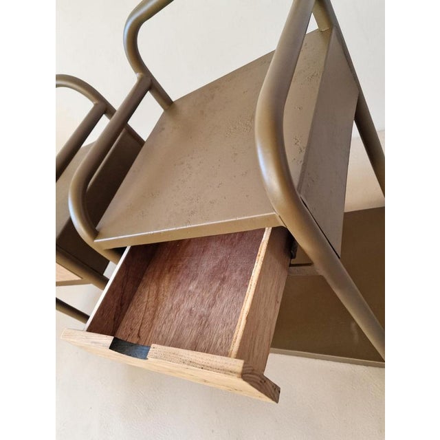 Wood Vintage Bedside Tables in Metal and Wood, 1950s, Set of 2 For Sale - Image 7 of 11