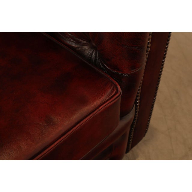 Chesterfield Style Oxford Red Tufted Leather Sofa For Sale - Image 15 of 18