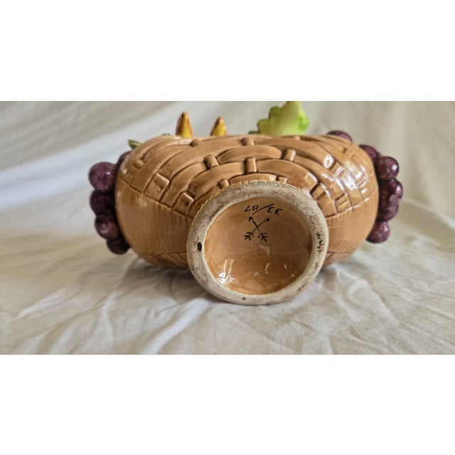 Vintage MCM Italian Majolica Fruit Basket Centerpiece For Sale - Image 6 of 6
