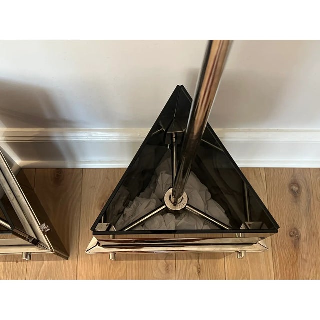 1920s Hungarian Art Deco Smoked Glass Pendant Lights - a Pair For Sale - Image 9 of 11