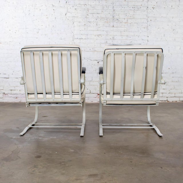 Wolfgang Hoffmann Early to Mid-20th Century Art Deco Streamline Moderne Springer Base Black & White Lounge Chairs Attributed to Wolfgang Hoffman For Sale - Image 4 of 18