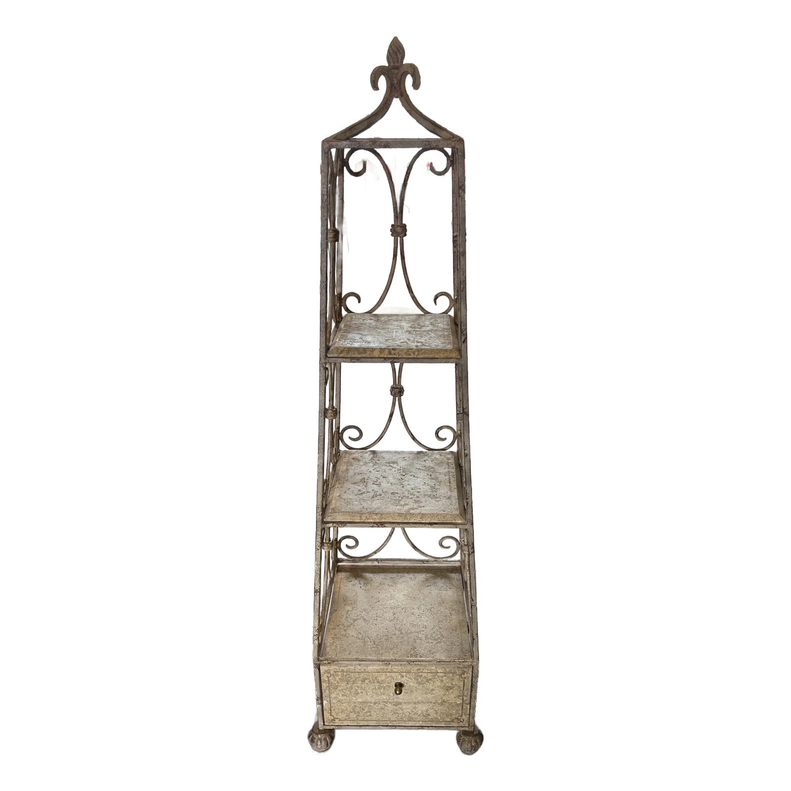 Vintage Tall Decorative Iron Shaped 3 Shelf , Small Etagere