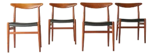 1950s Teak W2 Dining Chairs by Hans Wegner - Set of 4