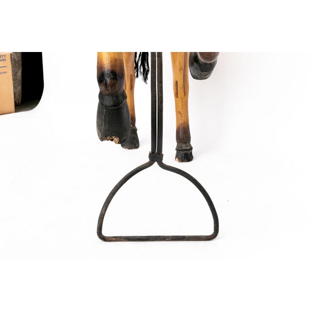 Folk Art Vintage Painted Carousel Horse on Metal Support Stand For Sale - Image 3 of 13