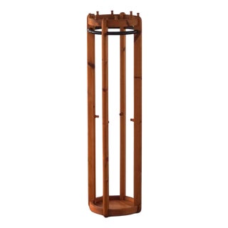 Danish Modern Brutalist Round Coat Stand in Pine, 1970s For Sale
