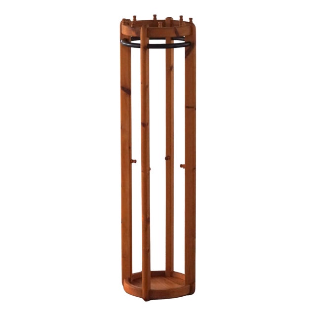 Danish Modern Brutalist Round Coat Stand in Pine, 1970s For Sale