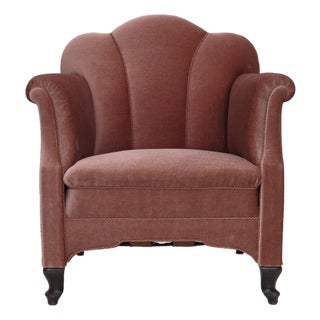 Danish Armchair in Velour and Oak, 1950s For Sale