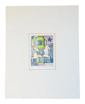 1990s B Is for “Bunny Go Round” - Etching by Marilyn Davis