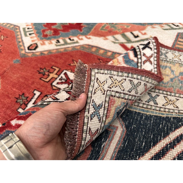 Antique Chelaberd Eagle Kazak Hand-Knotted Wool Rug - 6'2" X 5'6" For Sale - Image 10 of 11