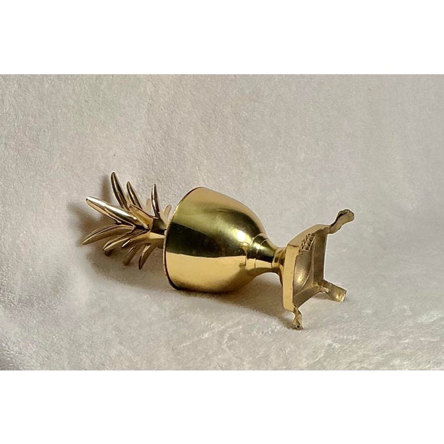 Metal Vintage Mid-Century Hollywood Regency Solid Brass Pineapple Lidded Urn/Ginger Jar For Sale - Image 7 of 12