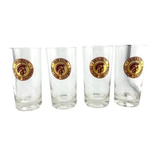 1960s Mid Century Modern Usc University Southern California Highball Glasses - 4pcs For Sale