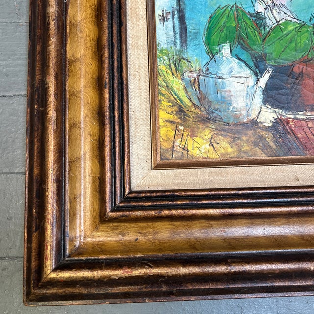 Modern 1970’s Original Modernist Teapot & Plant Still Life Painting For Sale - Image 3 of 4