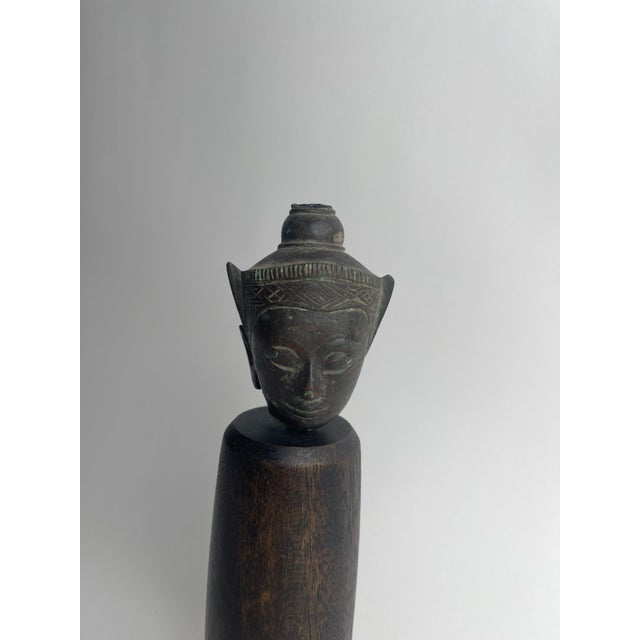 18th Century Ayutthaya Bronze Thai Buddha Head For Sale - Image 4 of 7