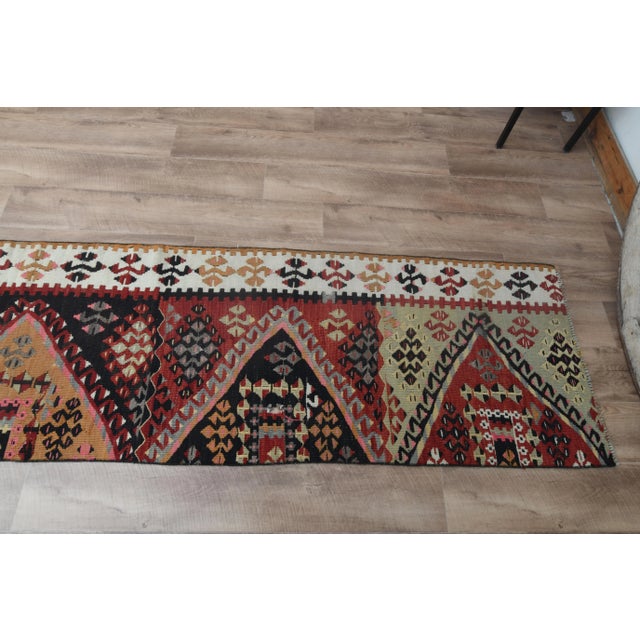 1970s Vintage Turkish Handmade Wool Cotton Colorful Kilim Rug For Sale In San Francisco - Image 6 of 11