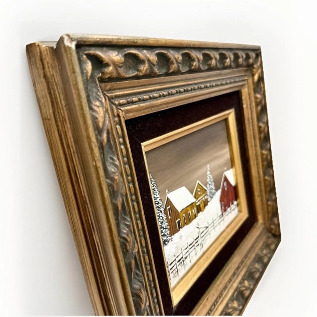 Wood Pair Vintage Framed Winter Landscape Oil Paintings Signed John Peppe For Sale - Image 7 of 16