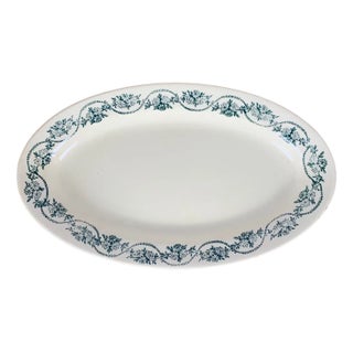 Small Dish with Dark Green Flower Pattern from St. Amand Ceranor, Early 1900s For Sale