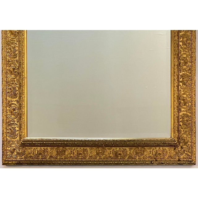 Antique Italian Renaissance Revival Giltwood & Gesso Wall Mirror, Deeply Carved For Sale - Image 9 of 9