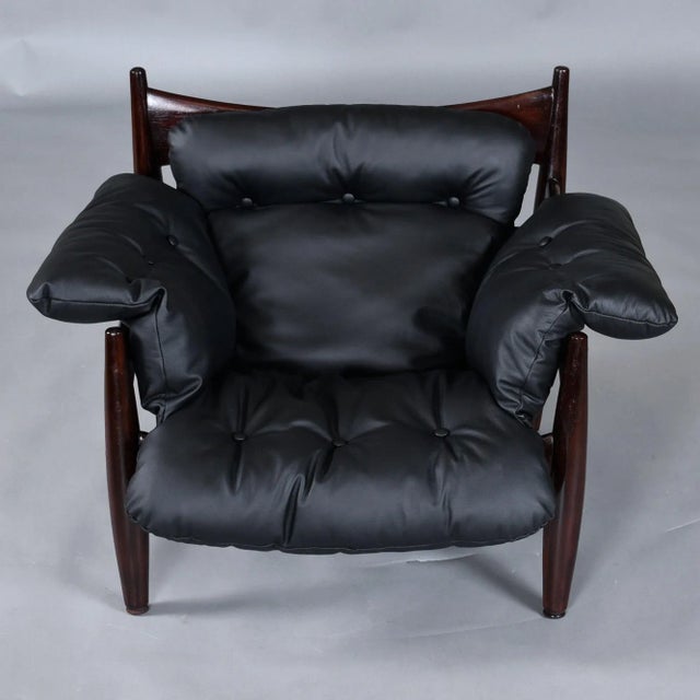 Brazilian Rosewood & Leather Sling Chair and Ottoman by Sergio Rodrigues for Isa For Sale - Image 10 of 18