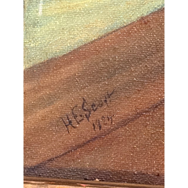 Early 19th Century "Return of the Fisherman" Original Painting by H. Scott For Sale - Image 4 of 5