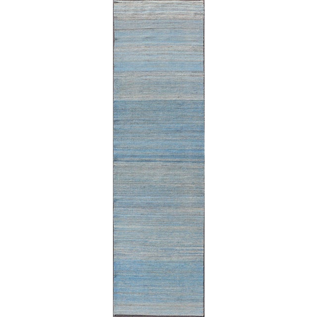 2020s Flat-Weave Runner in Modern Design in Shades of Blue, Green and Gray For Sale - Image 11 of 11