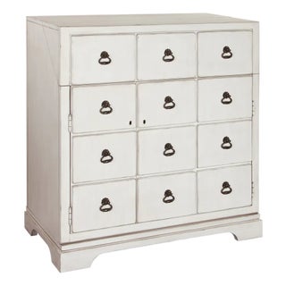 *Howard Miller Apothecary Bottoms Up Wine Console in Antique White For Sale