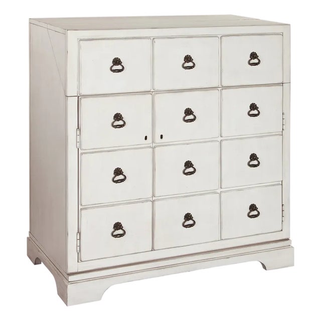 *Howard Miller Apothecary Bottoms Up Wine Console in Antique White For Sale