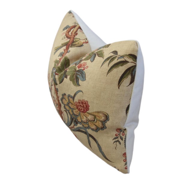 Textile Designer Lee Jofa Botanical Floral & Birds Feather/Down Pillow For Sale - Image 7 of 7