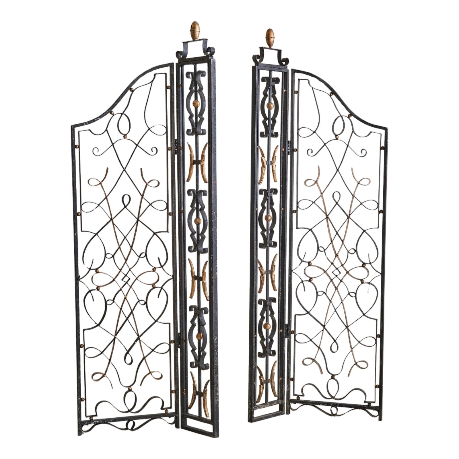 Pair of French Art Deco Wrought Iron Screens or Room Dividers | Chairish