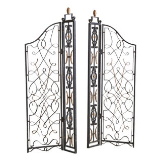 Pair of French Art Deco Wrought Iron Screens or Room Dividers For Sale